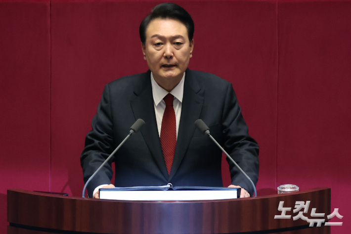 연설하는 윤석열 전 대통령. 윤창원 기자