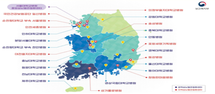심뇌혈관질환센터 설치 현황. 복지부 제공