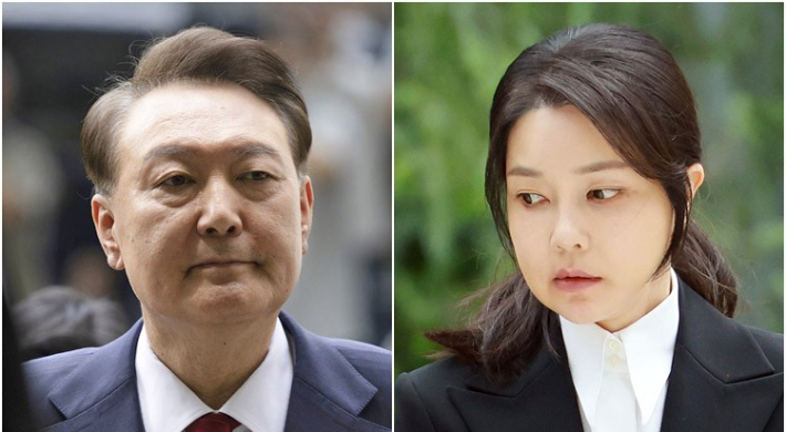 윤석열 전 대통령, 윤 전 대통령 배우자 김건희씨. 연합뉴스