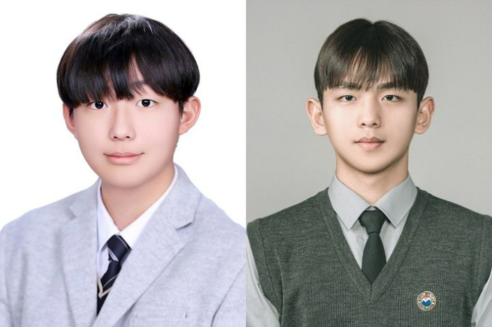 울산 문현고등학교 1학년 권태운 학생과 울산제일고등학교 1학년 성진후(사진 왼쪽) 학생이 대한민국 인재상을 수상했다. 울산광역시교육청 제공