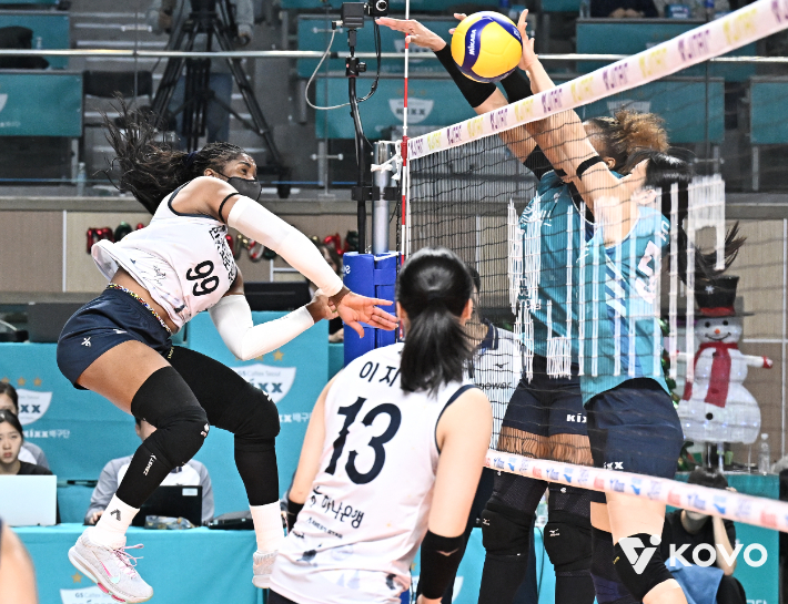 모마가 강스파이크를 터뜨리는 모습. KOVO 