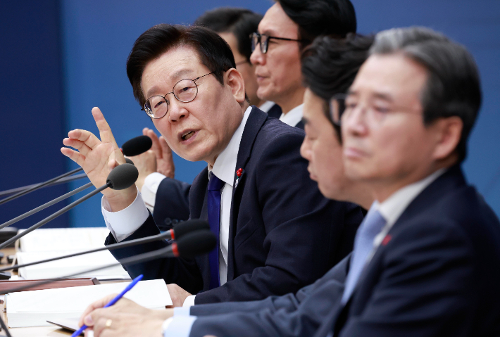 이재명 대통령, 부처 업무보고 발언. 연합뉴스 