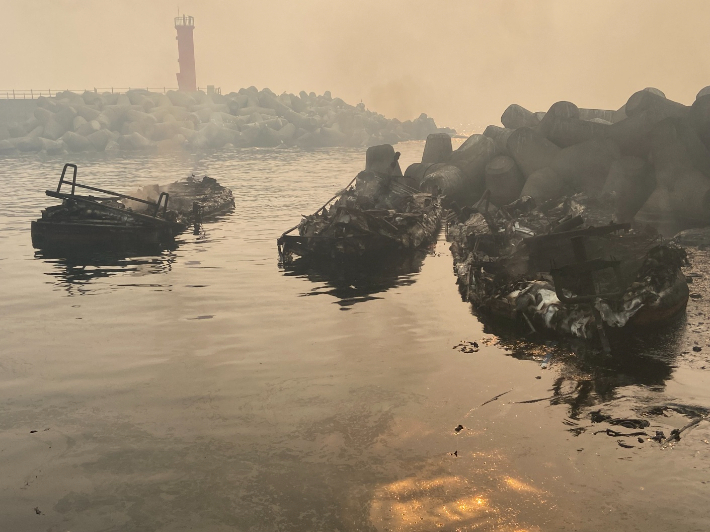 산불 피해를 입은 영덕군 영덕읍 노물리 해안. 독자 제공