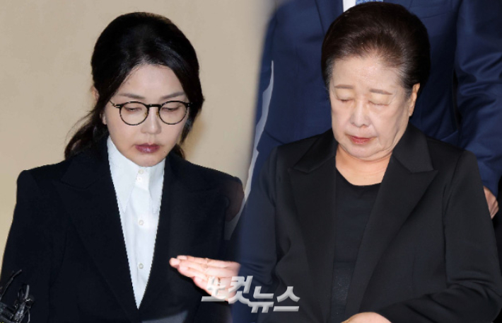 윤석열 전 대통령 부인 김건희 씨, 통일교 한학자 총재. 박종민·황진환 기자