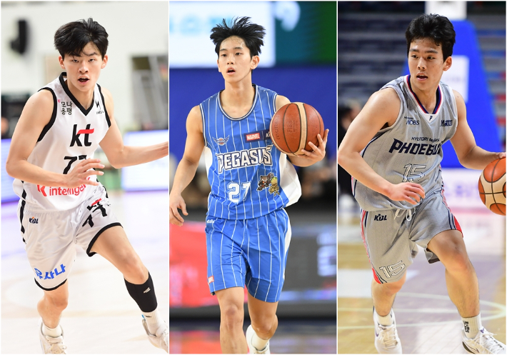 강성욱(왼쪽부터)과 양우혁, 김건하. KBL 제공