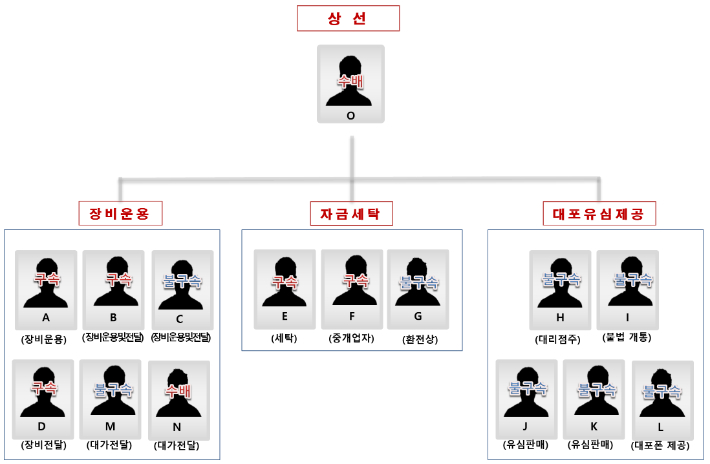 범행 조직도. 경기남부경찰청 제공