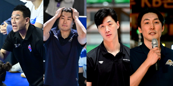 왼쪽부터 여오현, 고준용, 박철우, 하현용 감독대행. 한국배구연맹