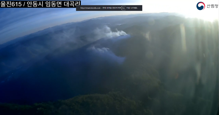 31일 오후 3시 56분쯤 경북 안동시 임동면 대곡리의 한 야산에서 불이 났다. 산림청 제공