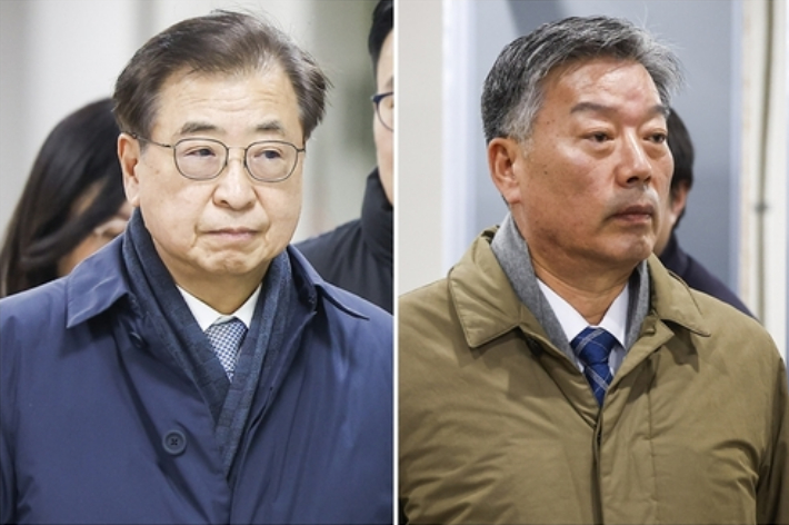 서훈 전 국가안보실장(왼쪽), 김홍희 전 해양경찰청장. 연합뉴스