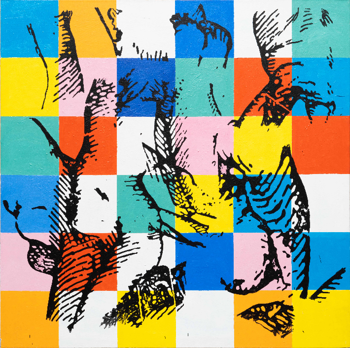 장-마리 해슬리, '파편들', 캔버스에 아크릴릭, 198×198cm(1999). 개인소장  