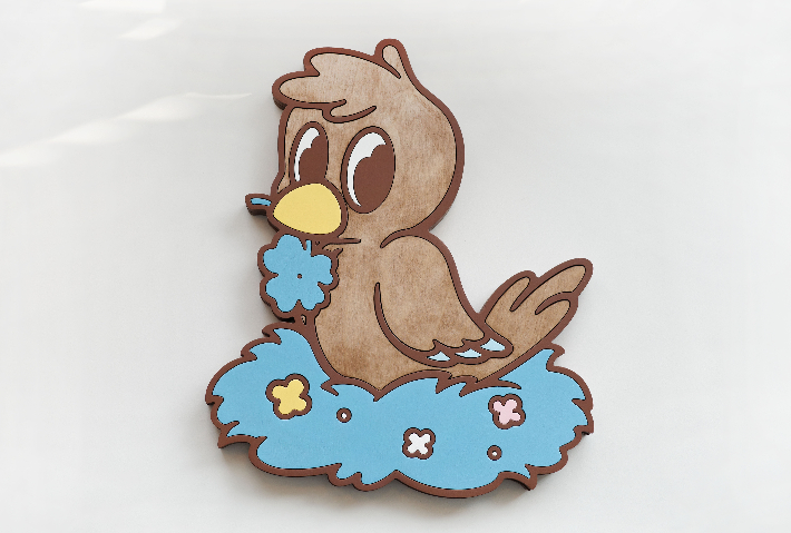 보트, 'clover island bird2 (wood ver.)', acrylic on wood, 30 x 35cm(2025). 김리아갤러리 제공