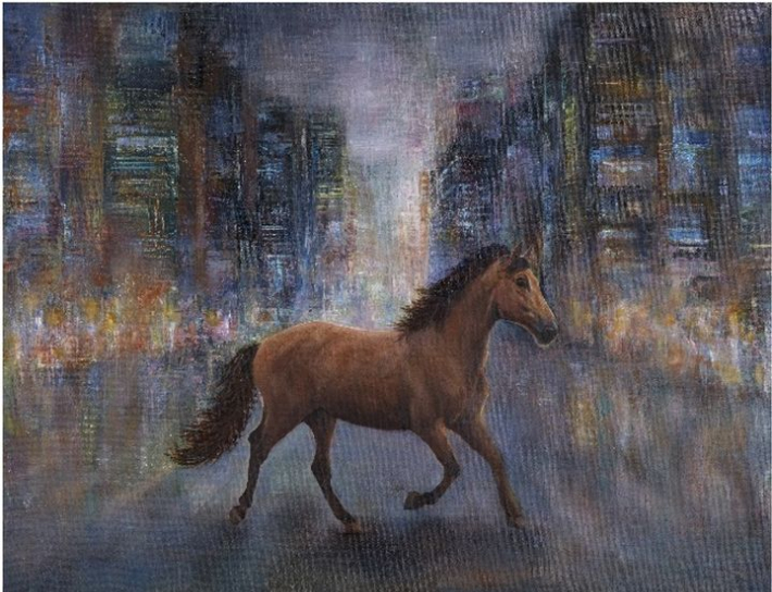   배근주, '말이 꿈꾸는 여행', 캔버스에 유채, 49 x 53cm(2025). 갤러리 윤 제공 