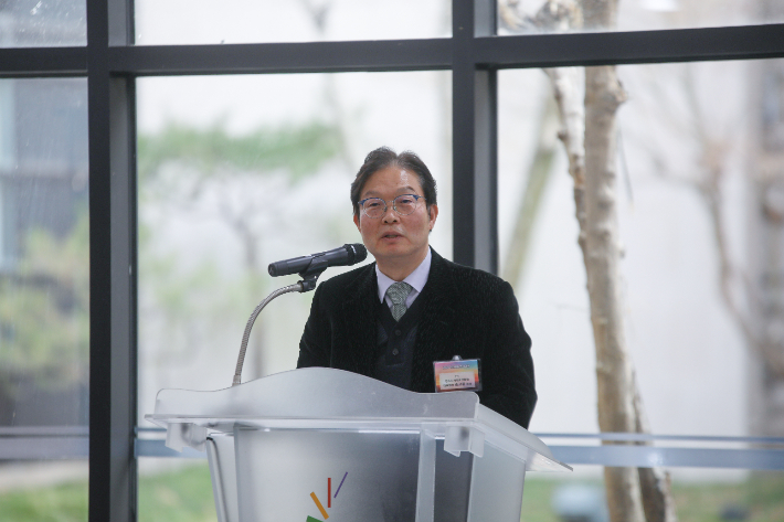 전주시기독교연합회 송시웅 대표회장이 신년 하례회에서 환영사를 전하고 있다. 최화랑 기자