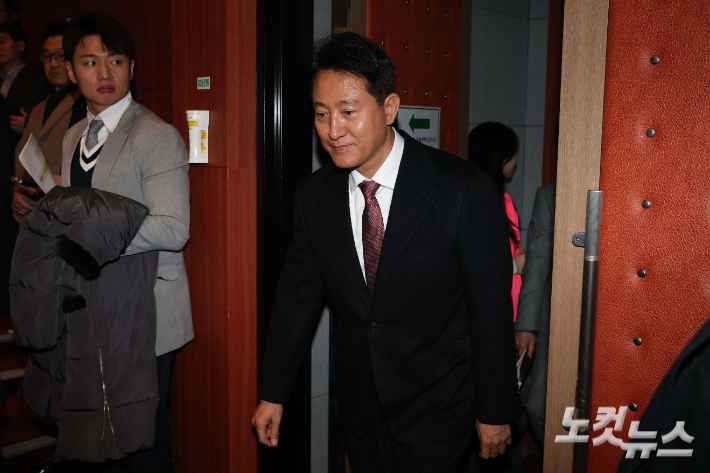 오세훈 서울시장이 6일 서울 영등포아트홀에서 열린 2026 영등포구 신년인사회에 참석하고 있다. 박종민 기자