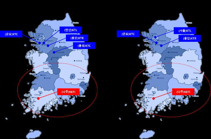 ESS, EV충전장치 분야 고효율 기자재 인증시험기관 위치도. 전라남도 제공