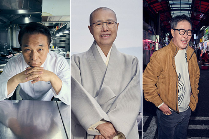 좌측부터 후덕죽, 선재승려, 임성근. 넷플릭스 제공