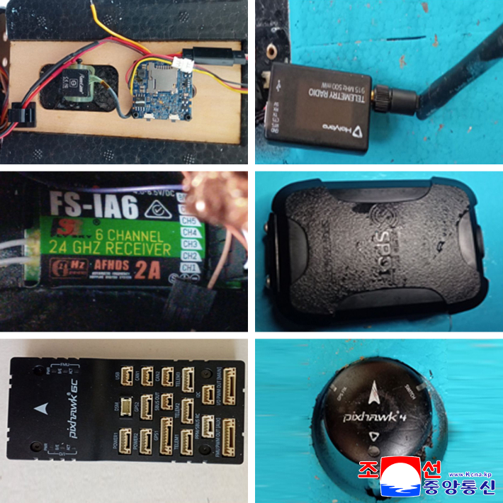 북한 조선인민군 총참모부 대변인은 10일 조선중앙통신을 통해 작년 9월과 지난 4일에 한국이 침투시킨 무인기를 격추했다고 주장하며 이에 대한 대가를 치르게 될 것이라고 위협했다. 사진은 북한이 주장한 한국 무인기 촬영 장치들. 연합뉴스