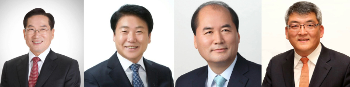 (왼쪽부터)최기문 영천시장, 이병환 성주군수, 강영석 상주시장, 김학동 예천군수. 각 시장 측 제공