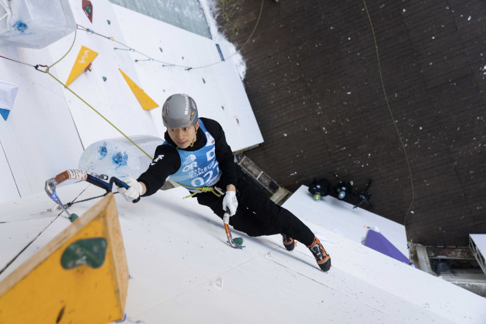 김민철의 리드 경기 장면. 대한산악연맹 제공