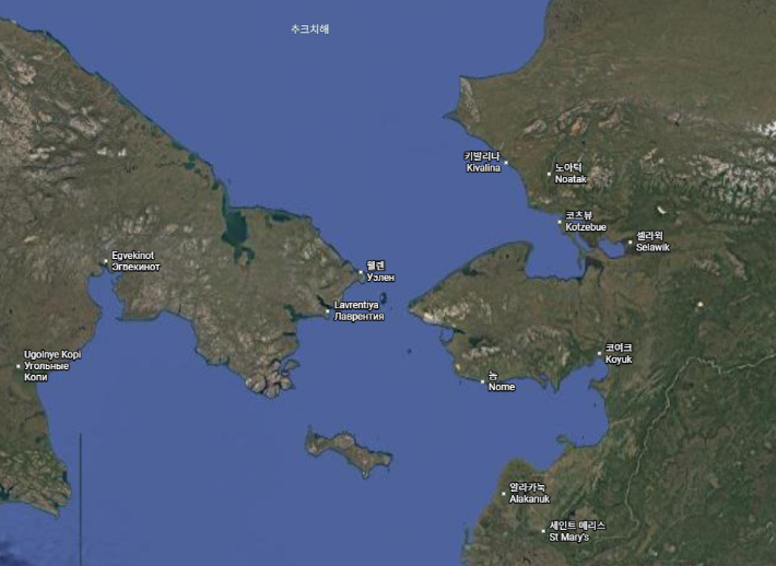 알래스카 서부에 위치한 놈은 북극항로 기착지로 주목받고 있다. 구글맵 캡처