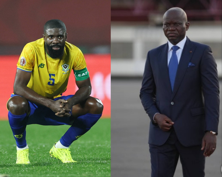 경기에 패한 후 망연자실하는 만가(사진 왼쪽)와 가봉 응게마 대통령. 연합뉴스