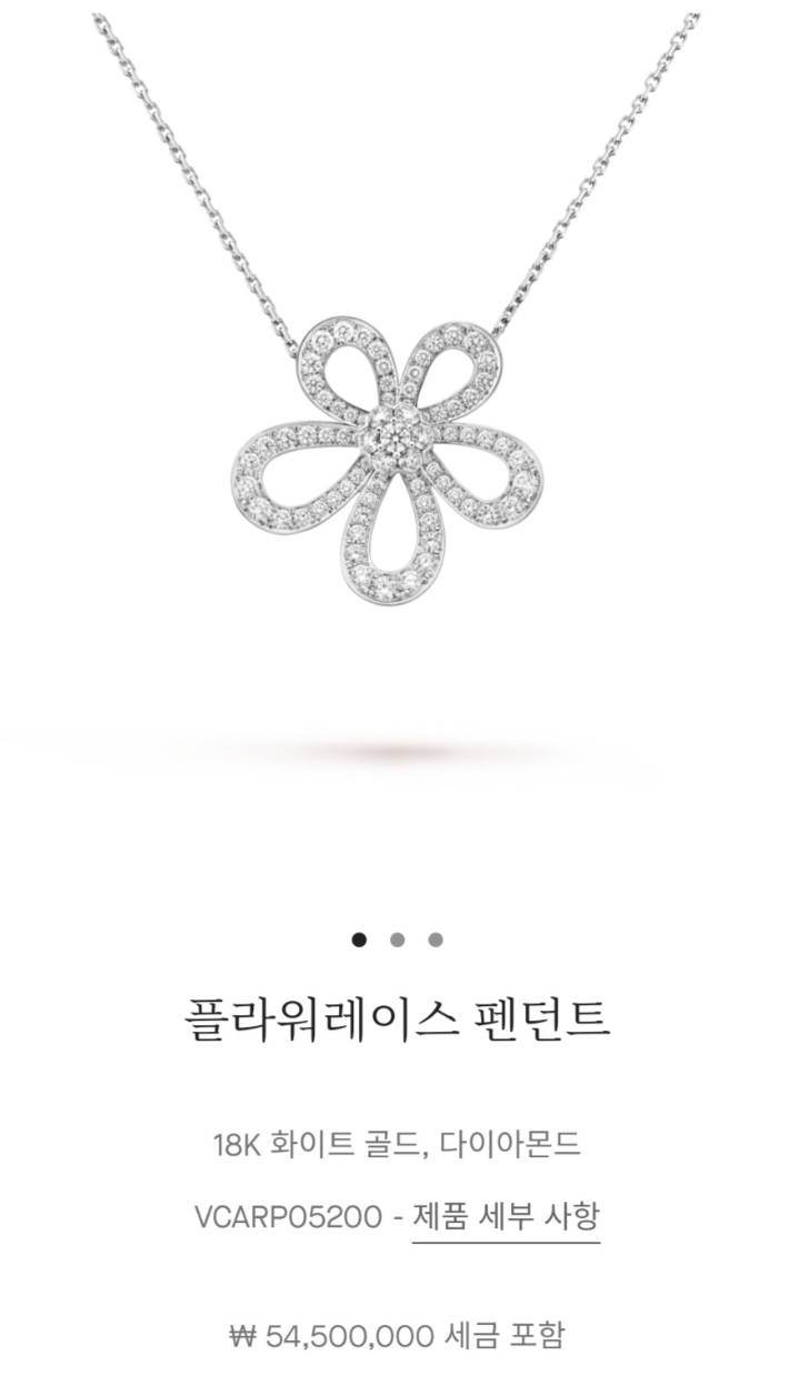 주얼리 브랜드 반클리프아펠은 지난 8일 5천만원 이상 제품 가격을 약 6% 인상했다. 반클리프아펠 홈페이지 캡처