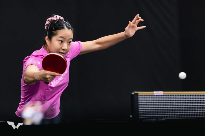 WTT 스타 컨텐더 도하 여자 단식에 나선 신유빈. WTT 인스타그램 캡처