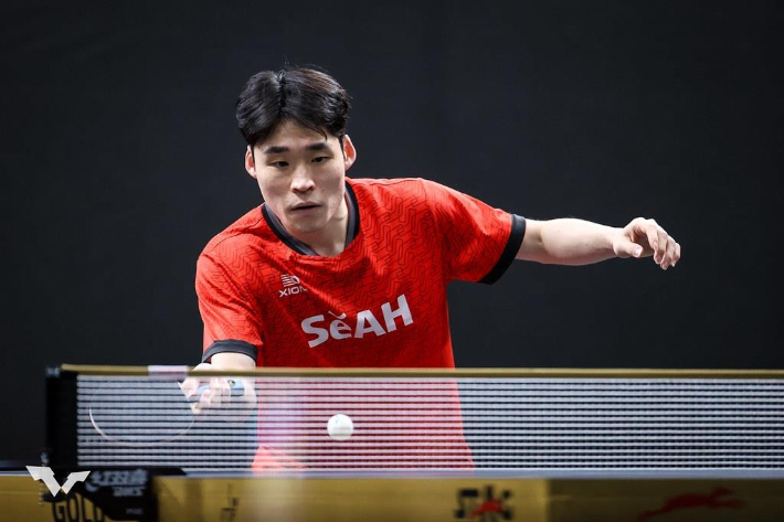 WTT 스타 컨텐더 도하 남자 단식에 나선 장우진. WTT 인스타그램 캡처