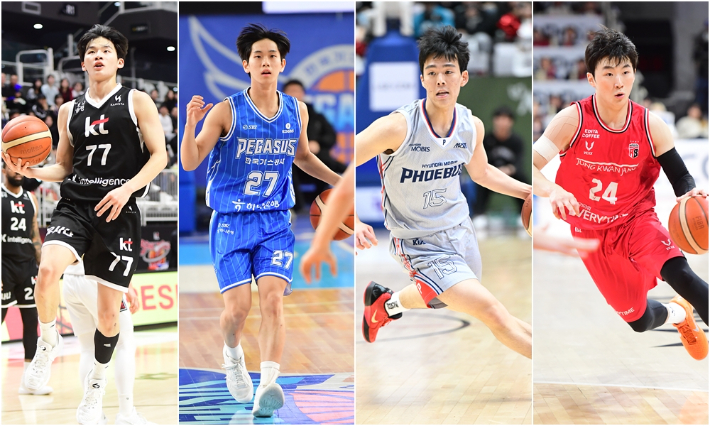 강성욱(왼쪽부터)과 양우혁, 김건하, 문유현. KBL 제공