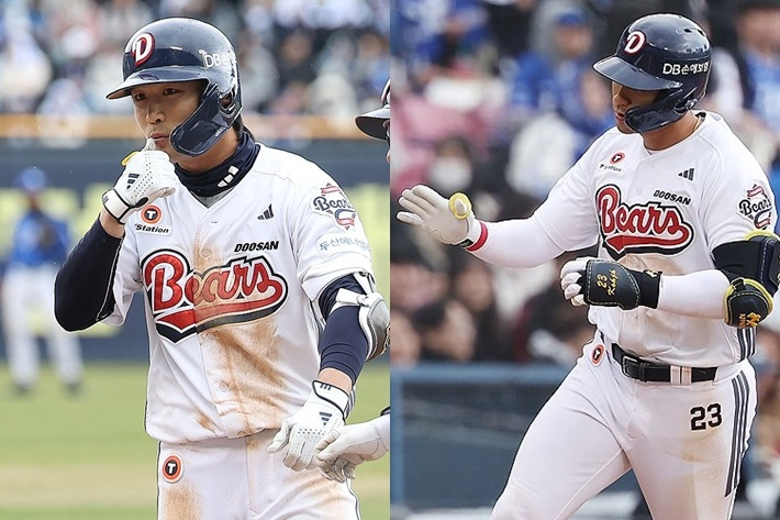 왼쪽부터 두산 이유찬, 강승호. 연합뉴스