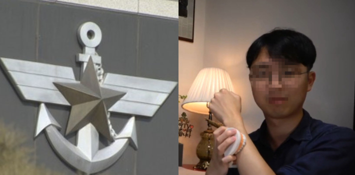 국방부 상징과 북한에 무인기를 보냈다고 주장한 30대 남성 오모씨. 연합뉴스, 오모씨 유튜브 영상 캡처 