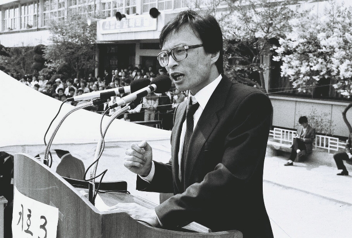 1988년 3월 31일 제13대 총선에 출마한 관악구 이해찬 후보의 유세. 연합뉴스