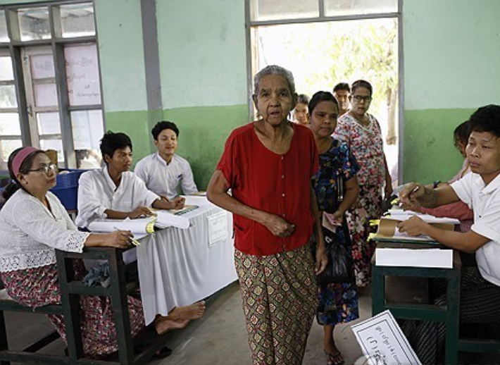 미얀마 양곤 투표소. 연합뉴스
