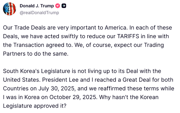 도널드 트럼프 미국 대통령의 소셜트루스 캡처