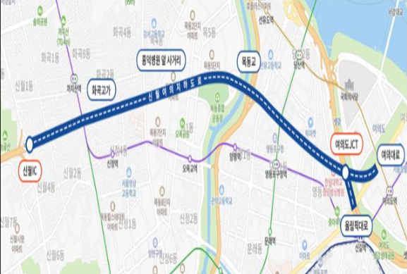 서울시 제물포터널(현 신월여의지하도로) 민간투자사업 노선도. 기획예산처 제공