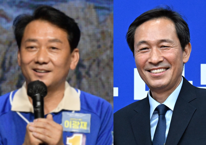 이광재 전 강원지사(왼쪽), 우상호 전 청와대 정무수석.