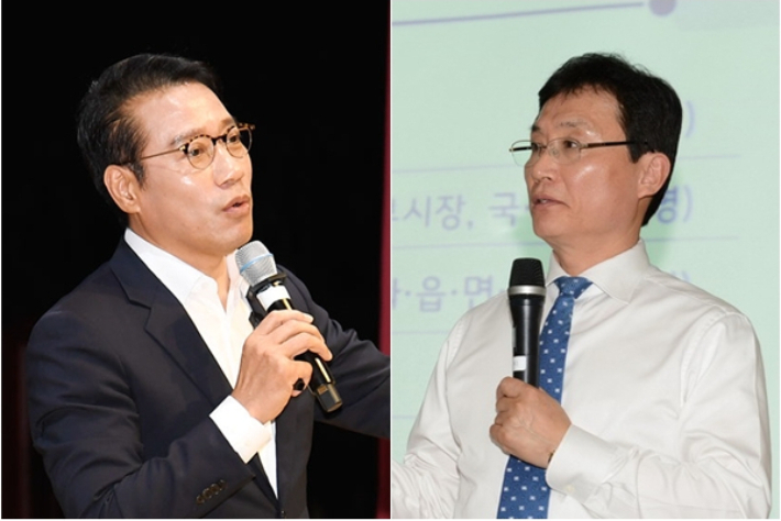 왼쪽부터 최경식 현 남원시장과 이환주 전 남원시장. 자료사진