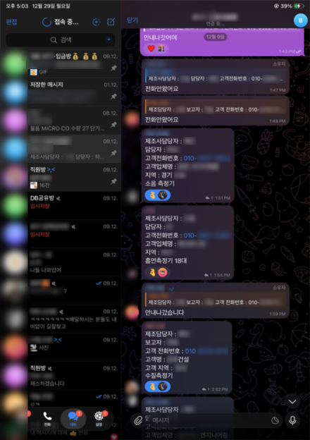 피의자들의 단체 대화방. 부산경찰청 제공