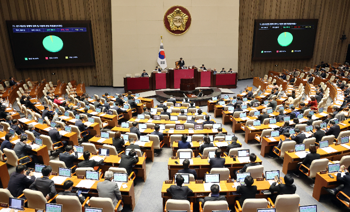 29일 국회에서 열린 제431회 국회(임시회) 제2차 본회의. 연합뉴스