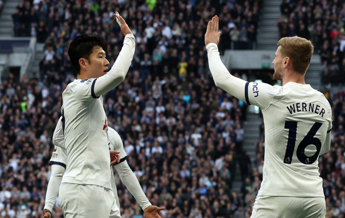 토트넘 시절 손흥민(왼쪽)과 티모 베르너. 연합뉴스
