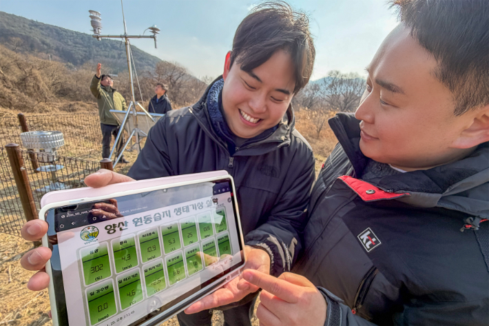 원동습지에 자동기상관측장비 설치. KT 제공