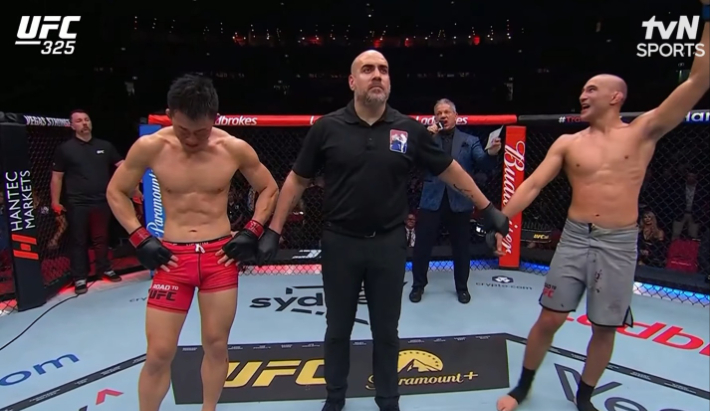 판정 결과를 들은 김상욱(사진 맨 왼쪽)이 오열하고 있다. tvN SPORTS 유튜브 영상 캡처 