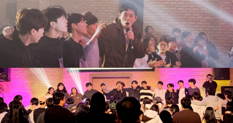 캠프 참가자들과 함께 찬양하고 있는 브라이언 킴(위)과 강찬 목사(아래). 주최측 제공