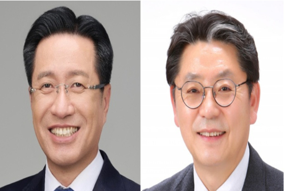 정영두 전 청와대 행정관(왼쪽)과 홍태용 김해시장 측 사진 제공