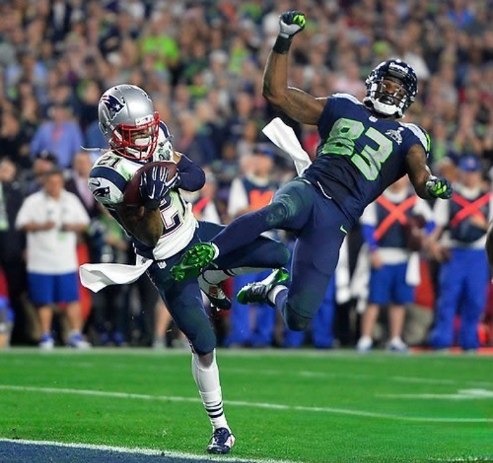 지난 2015년 슈퍼볼에서 뉴잉글랜드의 승리를 이끈 맬컴 버틀러의 인터셉션. 연합뉴스