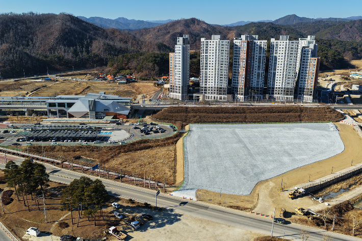 울진역 임시주차장 전경. 울진군 제공