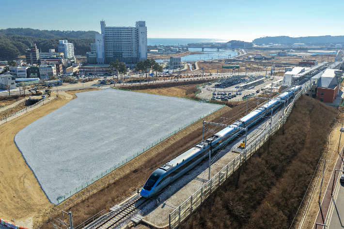 울진역 임시주차장 전경. 울진군 제공