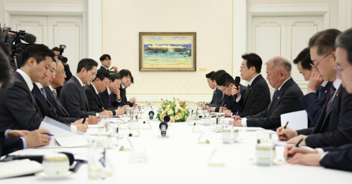 이재명 대통령, 기업 간담회 발언. 연합뉴스