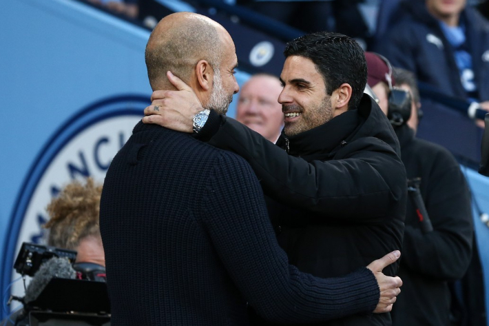 과르디올라 감독(왼쪽)과 아르테타 감독. 연합뉴스