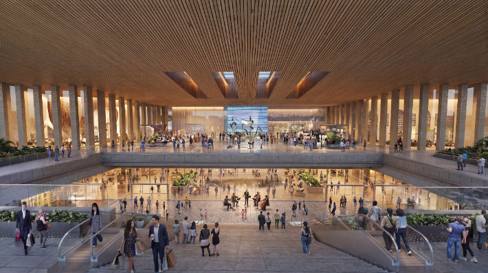 광주시가 광천터미널 일원을 광주를 대표하는 새로운 랜드마크로 탈바꿈시키는 구체적 청사진을 시민들에게 공개했다.  광천터미널 내부 조감도. 광주광역시 제공